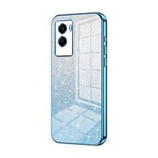 Custodia per telefono elettrolitica in polvere glitterata sfumata per vivo Y55s 2021 / Y72t (blu)