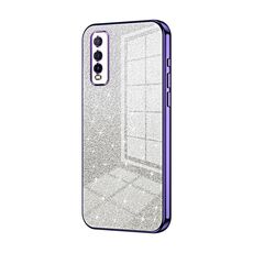 Per vivo Y70s / iQOO U1 / Y51s / Y70t Custodia per telefono elettrolitico con polvere glitterata sfumata (viola)