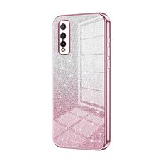 Per vivo Y70s / iQOO U1 / Y51s / Y70t Custodia per telefono elettrolitico con polvere glitterata sfumata (rosa)