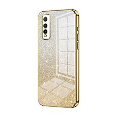 Per vivo Y70s / iQOO U1 / Y51s / Y70t Custodia per telefono elettrolitico con polvere glitterata sfumata (Oro)
