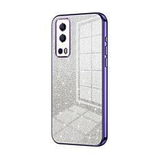 Custodia per telefono elettrolitico con polvere glitterata sfumata per vivo Y72 5G / iQOO Z3 / Y75s (viola)