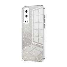 Per vivo Y72 5G / iQOO Z3 / Y75s Custodia per telefono elettrolitico con polvere glitterata sfumata (trasparente)
