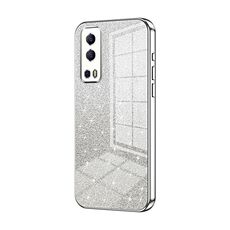 Custodia per telefono elettrolitica in polvere glitterata sfumata per vivo Y72 5G / iQOO Z3 / Y75s (Argento)