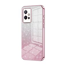 Per vivo Y75 5G / Y55 5G / Y55s 2023 Custodia per telefono elettrolitico con polvere glitterata sfumata (rosa)
