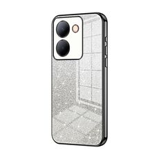 Per vivo Y78 Cina / Y36 / Y36 5G Gradiente Glitter Polvere Custodia per telefono elettrolitico (Nero)