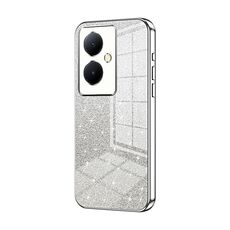 Custodia per telefono elettrolitico in polvere glitterata sfumata per vivo Y78+ 5G / Y78 / V29 Lite (Argento)