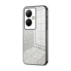 Per vivo Y78+ 5G / Y78 / V29 Lite Custodia per telefono elettrolitico con polvere glitterata sfumata (Nero)