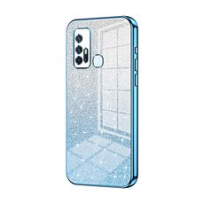 Custodia per telefono elettrolitico in polvere glitter sfumata per vivo Z6 5G (blu)
