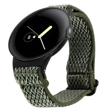 Cinturino per orologio in nylon intrecciato Wave per Google Pixel Watch 2 / Pixel Watch (verde militare)