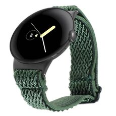 Per Google Pixel Watch 2 / Pixel Watch Cinturino in nylon intrecciato Wave (verde scuro)