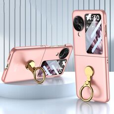 Per OPPO Find N3 Flip GKK Custodia per PC con supporto ad anello triassiale ultrasottile (rosa)