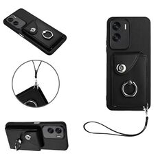 Per Honor 90 Lite/X50i Custodia per telefono in PU con porta carte per organo con cordino (Nero)