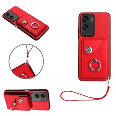 Per Honor 90 Lite/X50i Custodia per telefono in PU con porta carte per organo con cordino (Rosso)