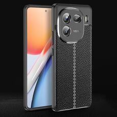 Custodia per telefono in TPU antiurto con texture Litchi per vivo iQOO 12 Pro (nera)