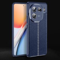 Custodia per telefono in TPU antiurto con texture Litchi per vivo iQOO 12 Pro (blu)