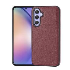 Custodia per telefono con montaggio laterale cucita con motivo litchi per Samsung Galaxy S24+ 5G (rosso scuro)