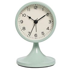 Sveglia da tavolo silenziosa retrò in metallo, orologio da comodino per studenti con luce notturna (verde)