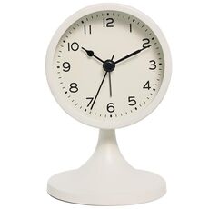 Sveglia da tavolo silenziosa retrò in metallo, orologio da comodino per studenti, con luce notturna (bianco latte)