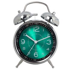Orologio al quarzo con campana ad anello in metallo elettrolitico da 4,5 pollici con luce notturna, Stile: verde
