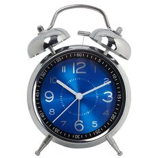 Orologio al quarzo con campana ad anello in metallo elettrolitico da 4,5 pollici con luce notturna, Stile: blu