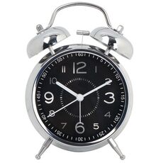 Orologio al quarzo con campana ad anello in metallo elettrolitico da 4,5 pollici con luce notturna, Stile: nero