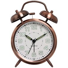 Orologio al quarzo con campana ad anello in metallo elettrolitico da 4,5 pollici con luce notturna, Stile: rame rosso B