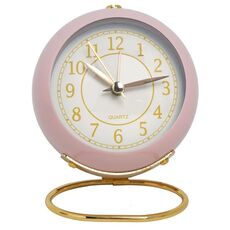 Orologio rotondo in metallo Sveglia elettronica silenziosa per bambini con luce (rosa)