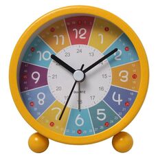 Sveglia educativa per bambini Piccolo orologio muto da tavolo con luce notturna, Stile: giallo