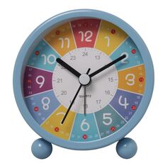 Sveglia educativa per bambini Piccolo orologio muto da tavolo con luce notturna, Stile: Blu