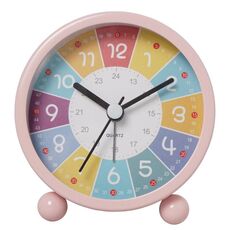 Sveglia educativa per bambini Piccolo orologio da tavolo muto con luce notturna, Stile: rosa