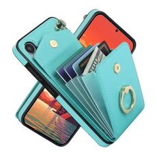 Custodia per telefono con slot per scheda RFID per Samsung Galaxy S24 5G (verde menta)