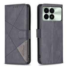 Per Xiaomi Redmi K70E Custodia per telefono in pelle con texture rombo con fibbia magnetica (nera)