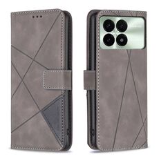 Per Xiaomi Redmi K70E Custodia per telefono in pelle con fibbia magnetica con texture romboidale (grigio)