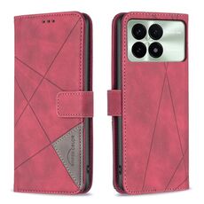 Per Xiaomi Redmi K70E Custodia per telefono in pelle con fibbia magnetica con texture romboidale (rosso)