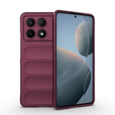 Per Xiaomi Redmi K70E 5G Magic Shield TPU + custodia per telefono in flanella (vino rosso)