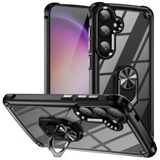 Per Samsung Galaxy S24 5G TPU + Custodia protettiva per obiettivo PC con supporto ad anello (nero)