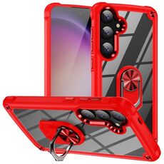 Per Samsung Galaxy S24 5G TPU + Custodia protettiva per obiettivo PC con supporto ad anello (rosso)