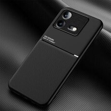 Per vivo iQOO Neo8 Classic Tilt Strip Grain Magnetico Antiurto PC + Custodia per telefono in TPU (Nero)