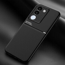 Per vivo V29e Global Classic Tilt Strip Grano Magnetico Antiurto PC + Custodia per Telefono in TPU (Nero)