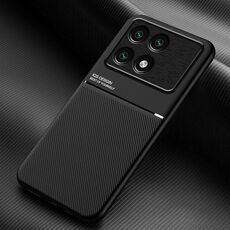 Per Xiaomi Redmi K70E Classic Tilt Strip Grain Magnetico Antiurto PC + Custodia per telefono in TPU (Nero)