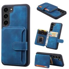 Per Samsung Galaxy S24 5G Skin Feel Dream RFID Custodia antifurto per carta PU Custodia per cellulare (Blu pavone)