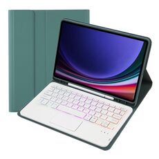 Per Samsung Galaxy Tab S9 FE Candy Color Touch Retroilluminazione Tastiera Bluetooth Custodia tablet in pelle con portapenne (Verde scuro)