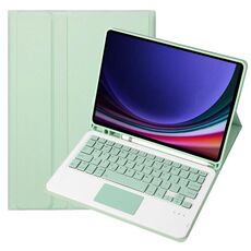 Custodia per tablet in pelle con tastiera Bluetooth touch TPU per Samsung Galaxy Tab S9 FE A710B-A con portapenne (verde chiaro)