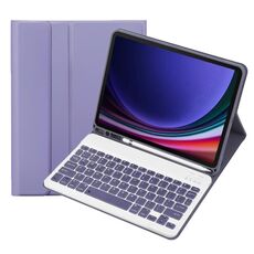 Per Samsung Galaxy Tab S9 FE A710B Custodia tablet in pelle con tastiera Bluetooth TPU color caramello con portapenne (viola)