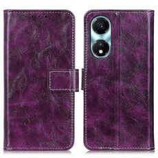 Per Honor X5 Plus Custodia per cellulare in pelle con texture retrò Crazy Horse (viola)