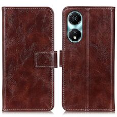 Custodia per cellulare in pelle Flip con texture retrò Crazy Horse per Honor X5 Plus (marrone)