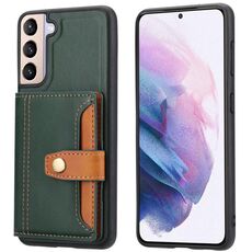 Per Samsung Galaxy S24 5G Custodia per scheda in pelle di vitello TPU + PU (verde)