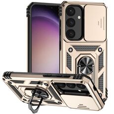 Custodia per telefono con supporto scorrevole Camshield per Samsung Galaxy S24 5G (oro)