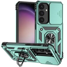 Custodia per telefono con supporto scorrevole Camshield per Samsung Galaxy S24 5G (verde scuro)