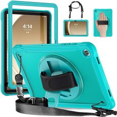 Per Samsung Galaxy Tab A9+ X210/X215 Custodia per tablet ibrida resistente con maniglia e cinturino (azzurro)